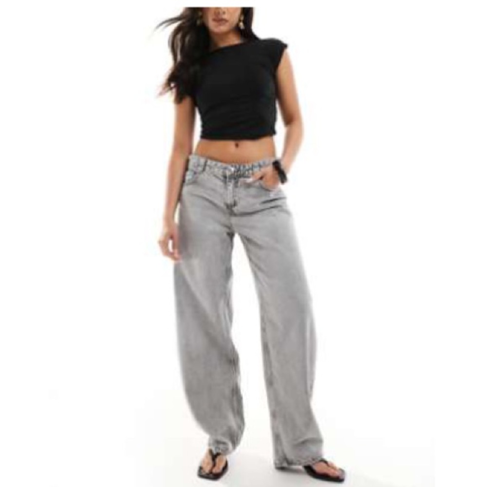Bershka Light Gray Ballon Jeans 8